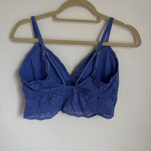 Aerie Blue Purple Lace Padded Bralette Adjustable Strappy Back Women Bra - Picture 3 of 6